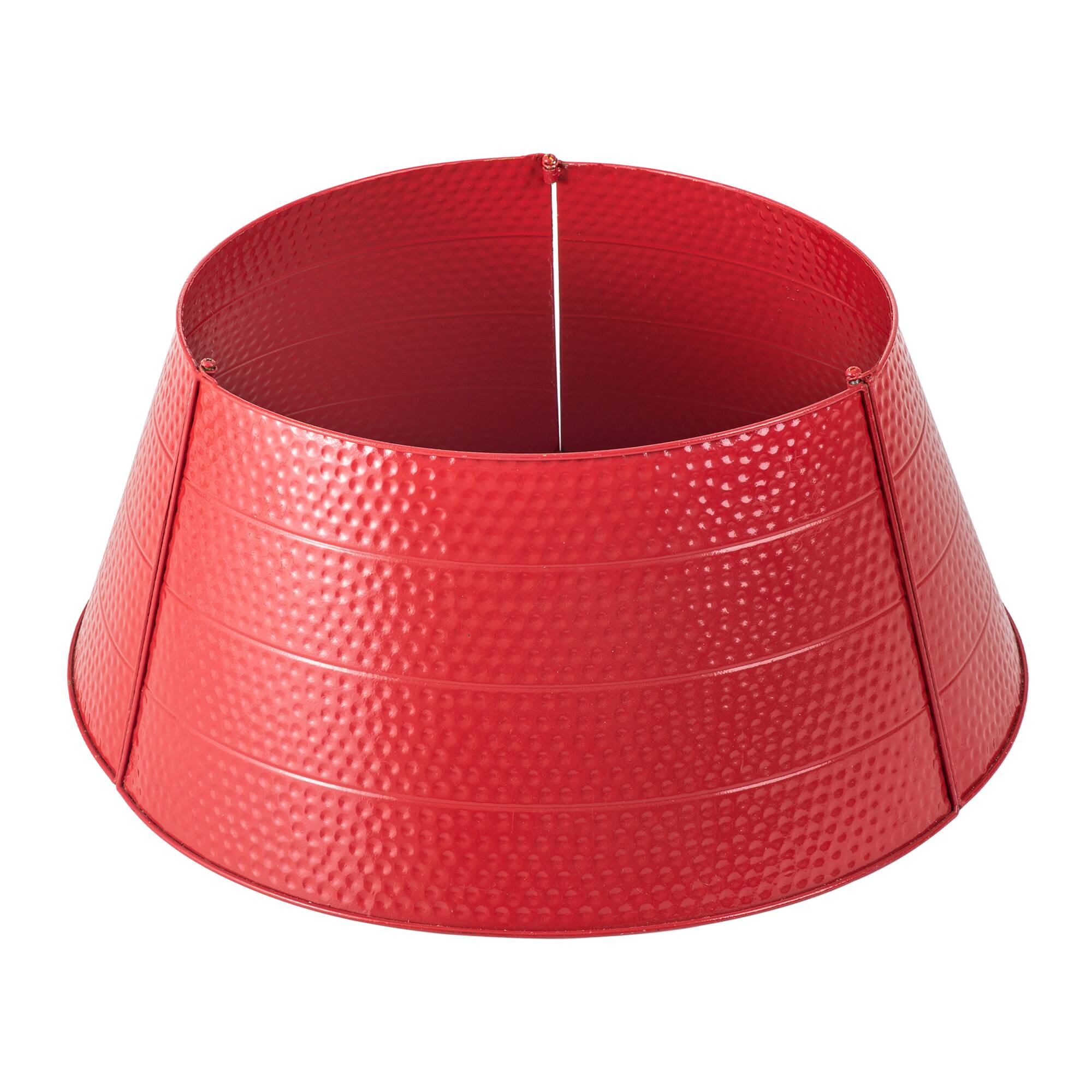 Glitzhome® 26" Red Hammered Metal Tree Collar